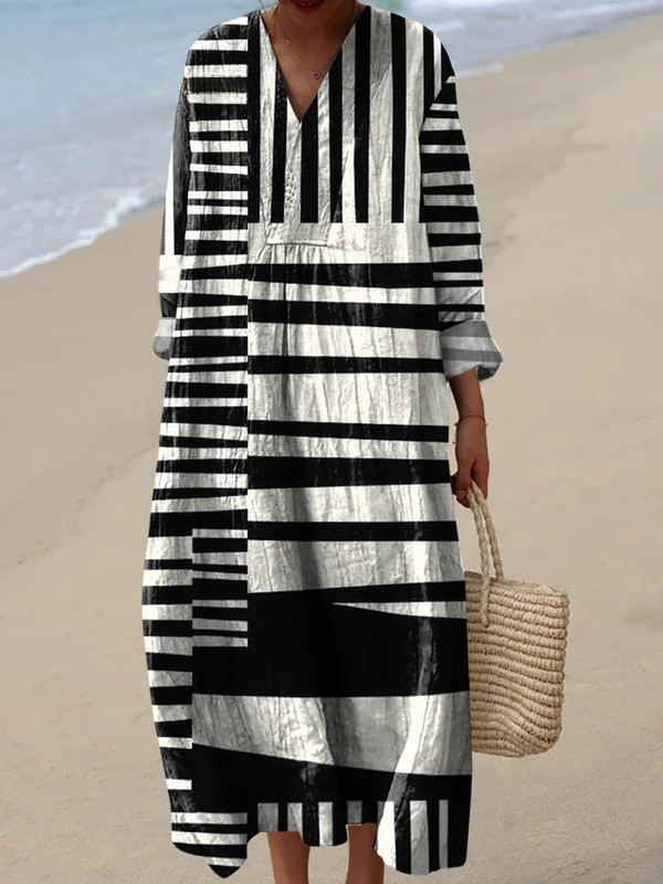 Abstract Strip Pattern Print Dress